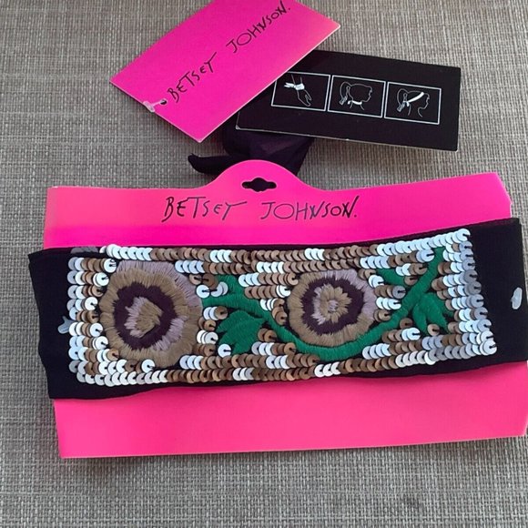 Betsey Johnson Women Headband Multi Color Sequins Neckband Wristband Multi Use - Picture 3 of 9